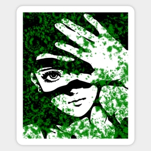 Punk Fashion Style Green Glowing Girl Sticker